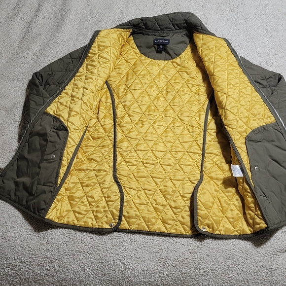 Lands' End Women's Quilted Puffer Jacket - Olive and Yellow Sz 2-4 - Picture 3 of 5